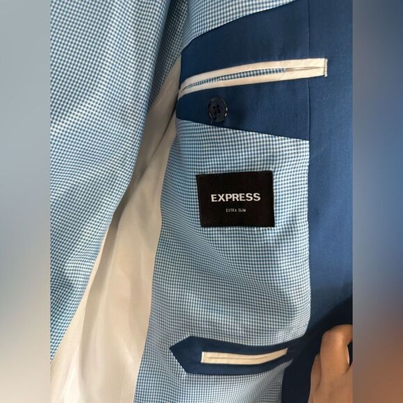 Express Extra Slim Fit Blue Stretch Suit Jacket and pants - Picture 8 of 16